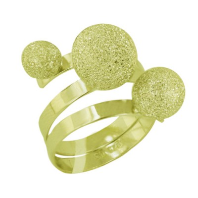 Sterling Silver Ring String Band with 6mm+8mm+10mm Dusted Ball--