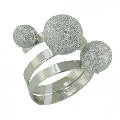 Sterling Silver Ring String Band with 6mm+8mm+10mm Dusted Silver