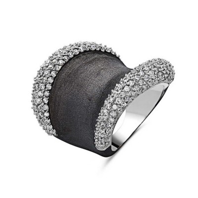 Sterling Silver Ring L=25mm Satin Finish Black Plating Aside Co