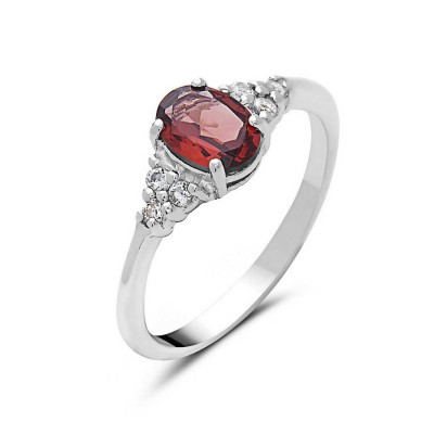 Sterling Silver Ring 7X5mm Mozambigue Garnet Topaz Oval Gemstone with