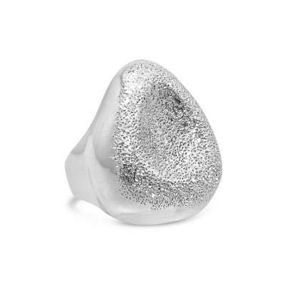 Sterling Silver Ring 23X19mm Silver Tear Drop Dusted