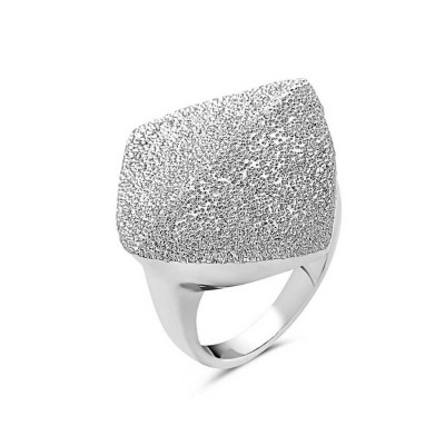 Sterling Silver Ring 21X21mm Silver Dusted Rhombus 2 Dimensiona