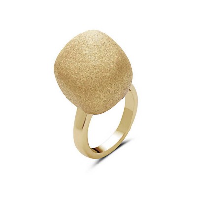 Sterling Silver Ring Gold Plate Satin Finish Pebble