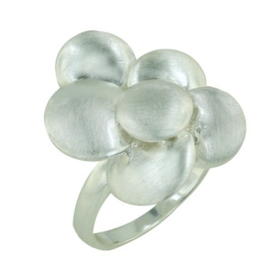 Sterling Silver Ring Plain Matt Brush Texture Flower--E-coated/Nickle Free--