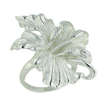 Sterling Silver Ring Plain Fancy Flower--E-coated/Nickle Free--