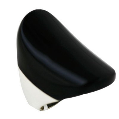 Sterling Silver Ring 38X25mm Black Agate Concave Oval