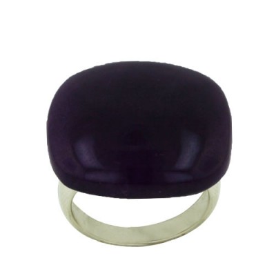 Sterling Silver Ring 23X23mm Cabochon Dyed Violet Quartzite#19