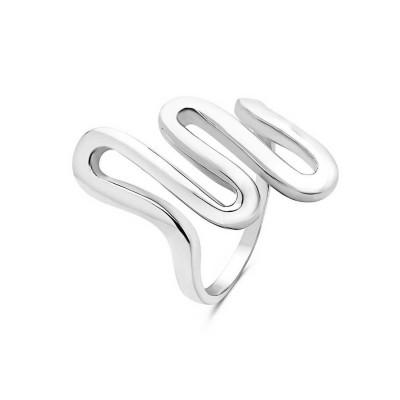Sterling Silver Ring Wavy Up+Down--Rhodium Plating/Nickle Free--