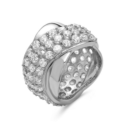 SS Ring Cl Cz Band***Rh/Nf***