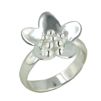 Sterling Silver Ring Plain Flower--E-coated/Nickle Free--