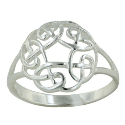 Sterling Silver Ring Plain with Endless Knot Flower
