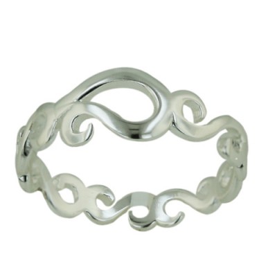 Sterling Silver Plain "S" Shape Swirl Ring Band