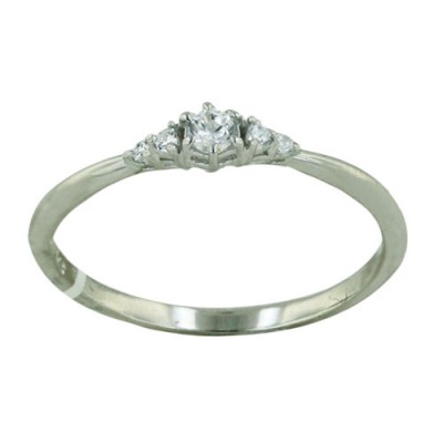 Sterling Silver Ring Clear Cubic Zirconia