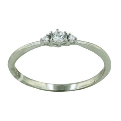 Sterling Silver Ring with 3 Clear Cubic Zirconia
