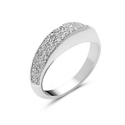 Sterling Silver Ring Pave with Clear Cubic Zirconia