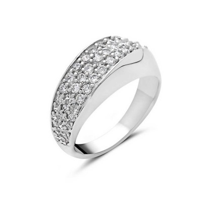 Sterling Silver Ring Pave with Clear Cubic Zirconia
