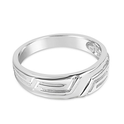 Sterling Silver Ring with Geometric Design -E-Coated-