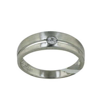 Sterling Silver Ring Band with Small Clear Cubic Zirconia