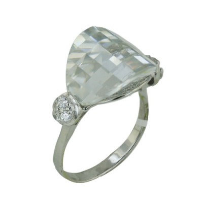 Sterling Silver Barrel Cut Ring with Clear Cubic Zirconia