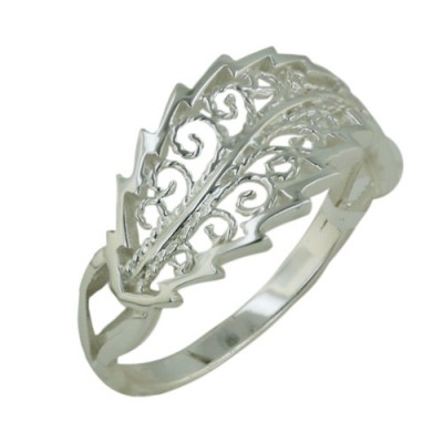 Sterling Silver Ring Leaf -Ecoated-