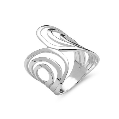 Sterling Silver Ring Double Spiral Plain Silver -E-Coat-
