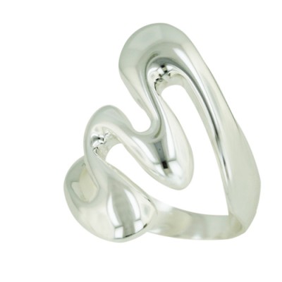 Sterling Silver Ring Curvatures Plain Silver -E-Coat-