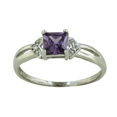 Sterling Silver Ring 5-5mm Square Amy Cubic Zirconia with Clear Cubic Zirconia