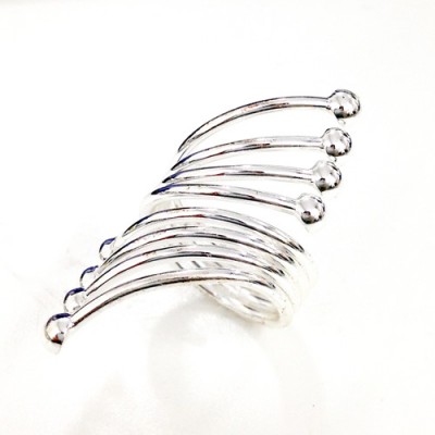 Sterling Silver Ring Silver Strand Wrap Around with Rd Tips