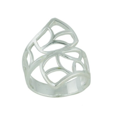 Sterling Silver Ring Irrigular Oppositive Open Filigree