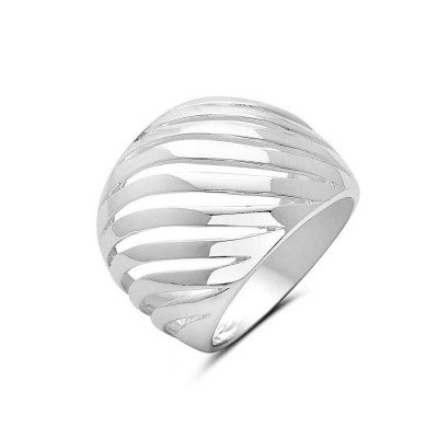 Sterling Silver Ring Open Twill Wave