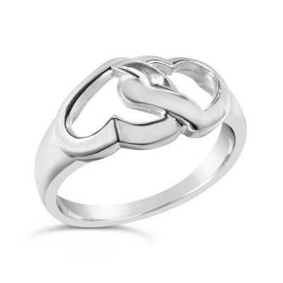 Sterling Silver Ring Linking Heart