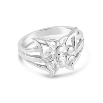Sterling Silver Ring Plain Silver Small Butterfly