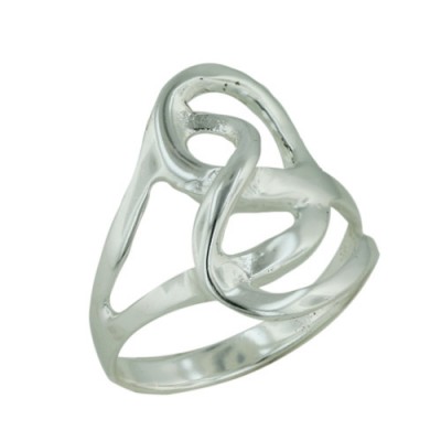 Sterling Silver Ring Plain Silver Overlapping Squiggle