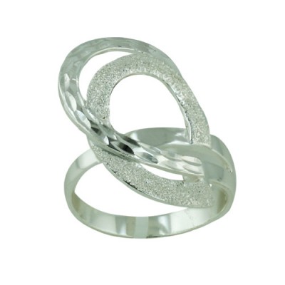 Sterling Silver Ring Diamond Dust and Hammered Strand
