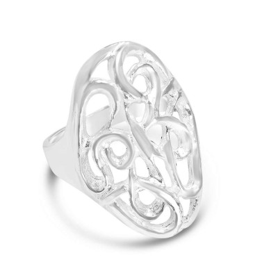 Sterling Silver Ring Oval Free Form Line