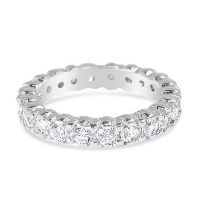 Sterling Silver Ring Eternity 2mm Rd Clear Cubic Zirconia All Around