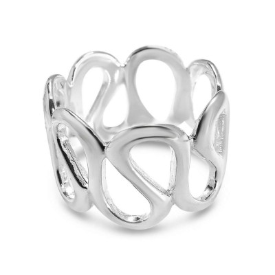Sterling Silver Ring Plain Silver Connecting Squiggle Line