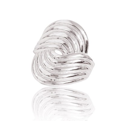 Sterling Silver Ring Plain 5 Wavy Lines Form Eye