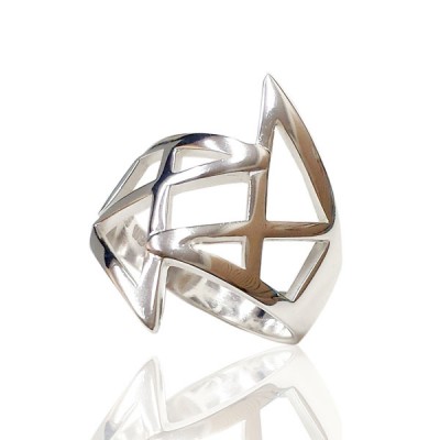 Sterling Silver Ring Plain Abstract Lines