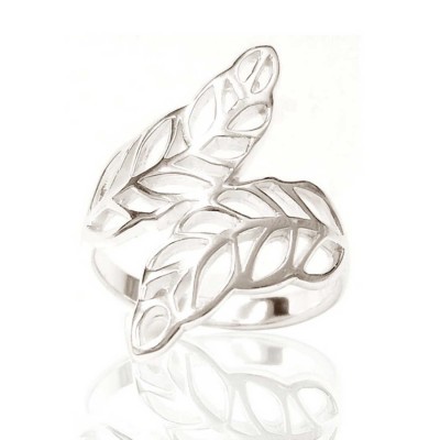 Sterling Silver Ring Plain Leaf Line by Pass