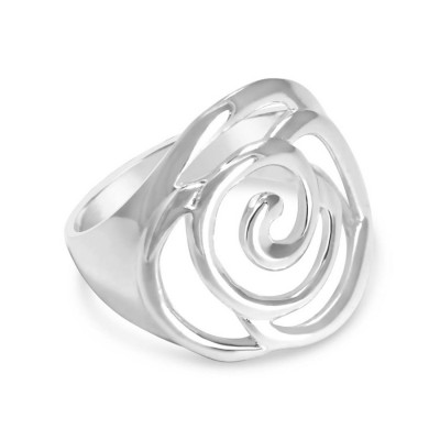 Sterling Silver Ring Plain Rose Fililgree