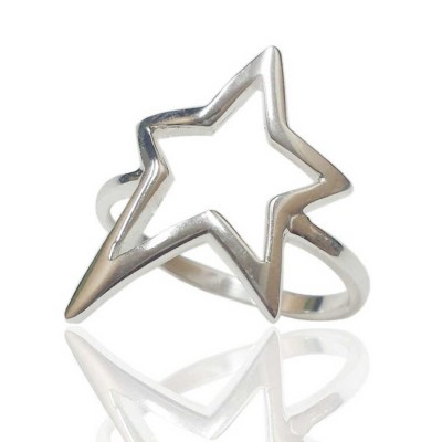 Sterling Silver Ring Plain Floating Star