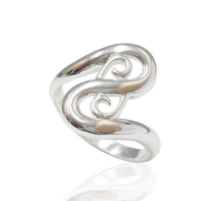 Sterling Silver Ring Plain S Wavy Line