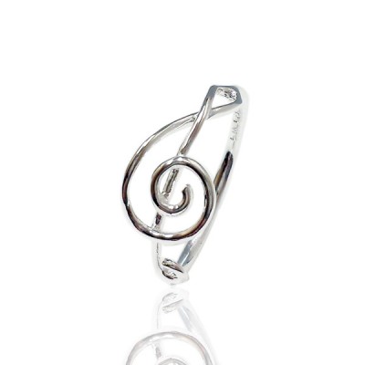 Sterling Silver Ring Plain Sideway Treble Clef