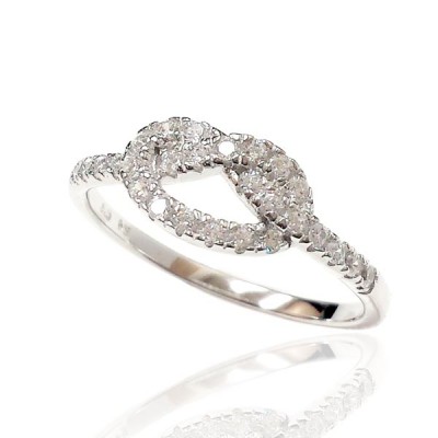 Sterling Silver Ring Clear Cubic Zirconia Knot