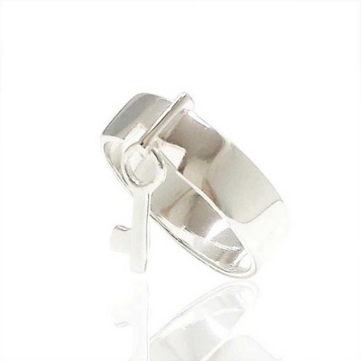 Sterling Silver Ring Plain Band with Dangling Key