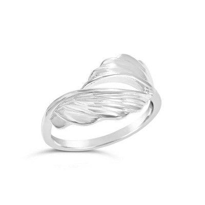 Sterling Silver Ring Plain Half Leaf Bypass with Slight Open Mid