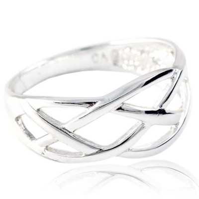 Sterling Silver Ring Plain Open Multiple Knots
