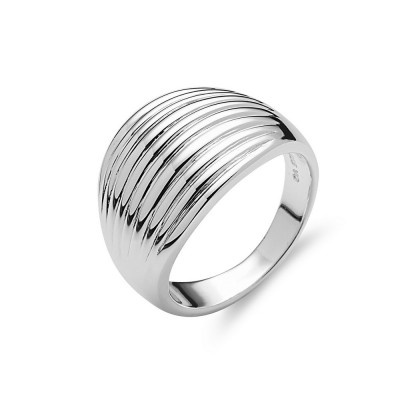 Sterling Silver Ring Plain Dome with Lines