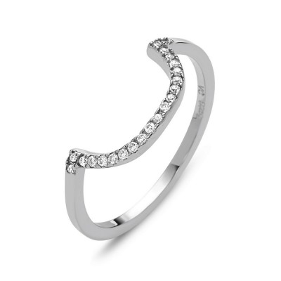 SS Ring Clear Cz Downward Curve